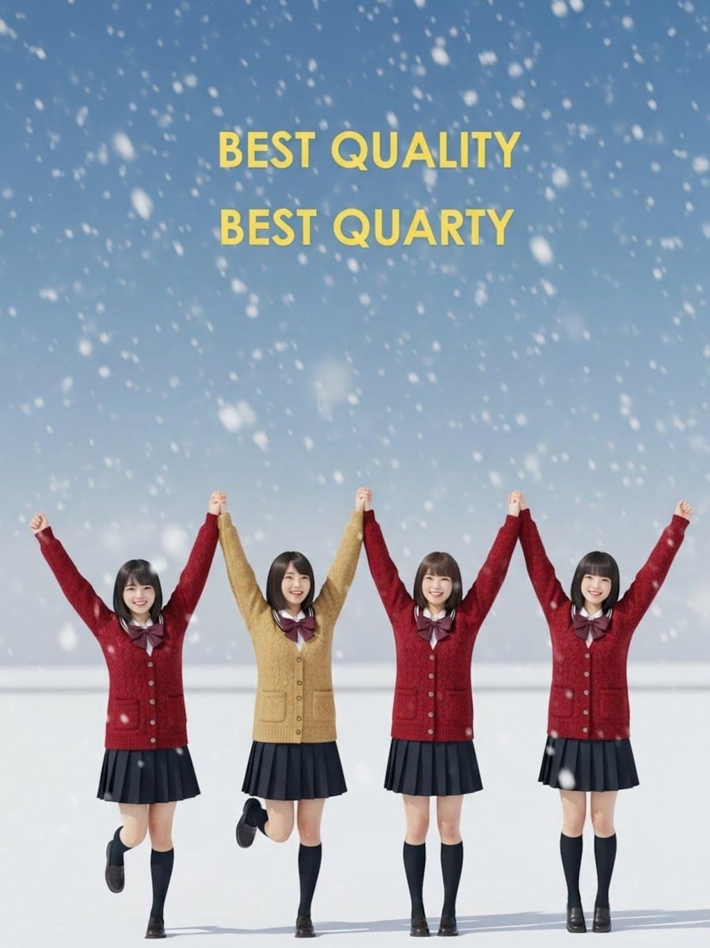 雪にはしゃぐ女子高生➂