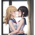 百合女子高生のキス 2枚目