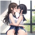 百合女子高生のキス 5枚目