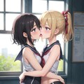 百合女子高生のキス 3枚目