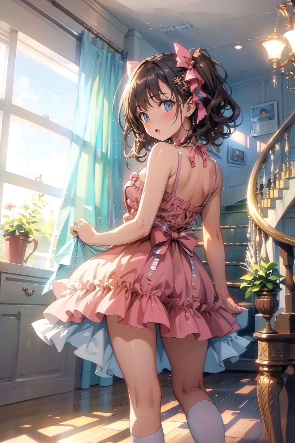 振り返るベビードール風ワンピ