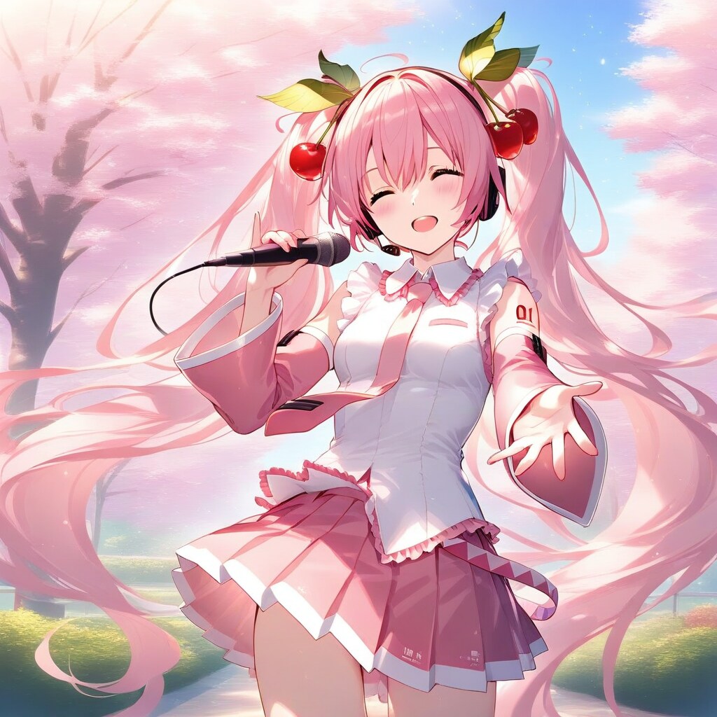 春風の中で歌う桜ミク🍒