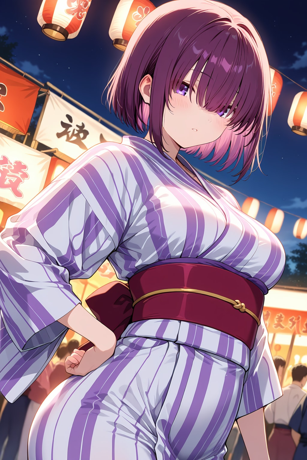 黒髪不愛想後輩ちゃん23『縁日+浴衣』 | の人気AIイラスト・グラビア