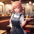 喫茶店で働く猫娘 2枚目