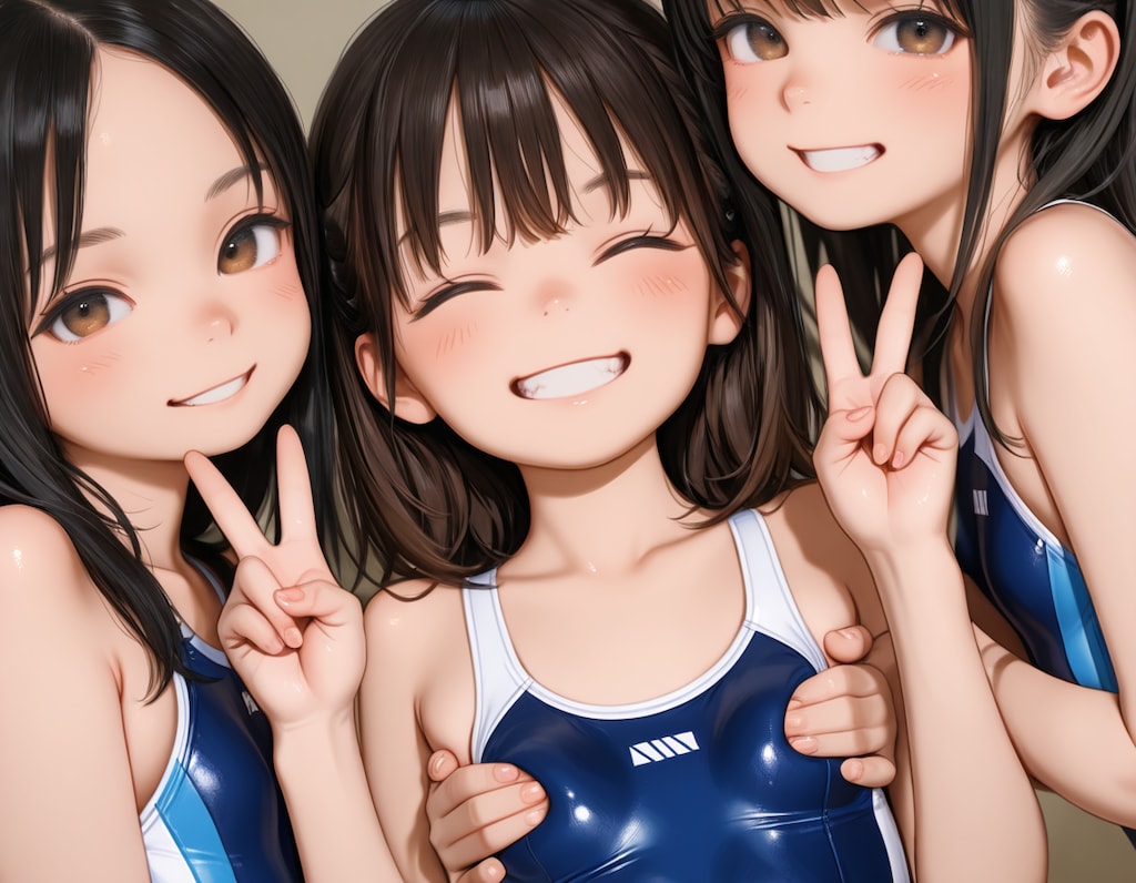 競泳でピース