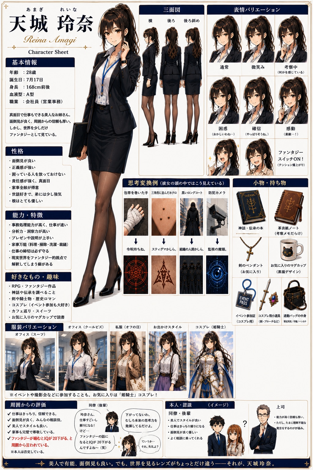 【天城玲奈】キャラクターシート&初期裸婦画ならぬラフ画