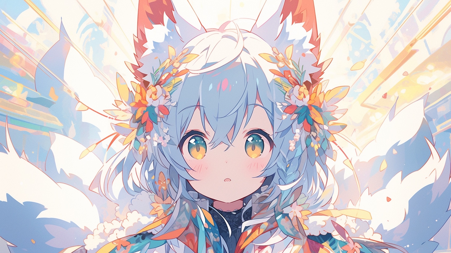 花冠の狐少女と光の翼 | の人気AIイラスト・グラビア