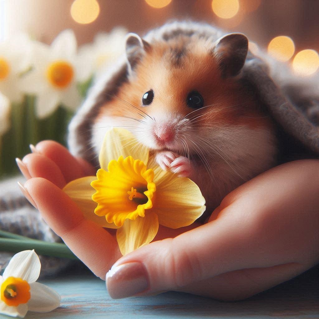 水仙とハムスター