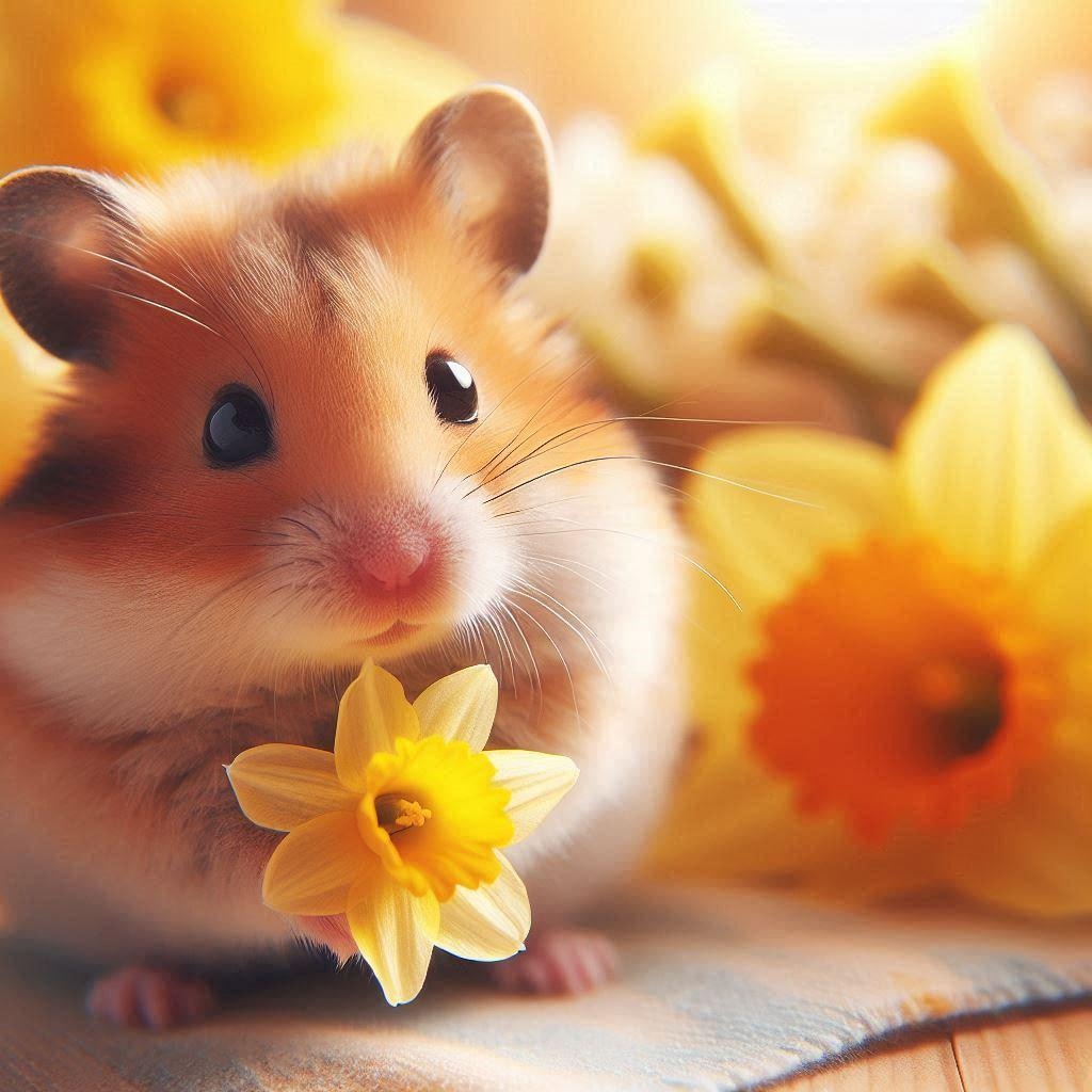 水仙とハムスター