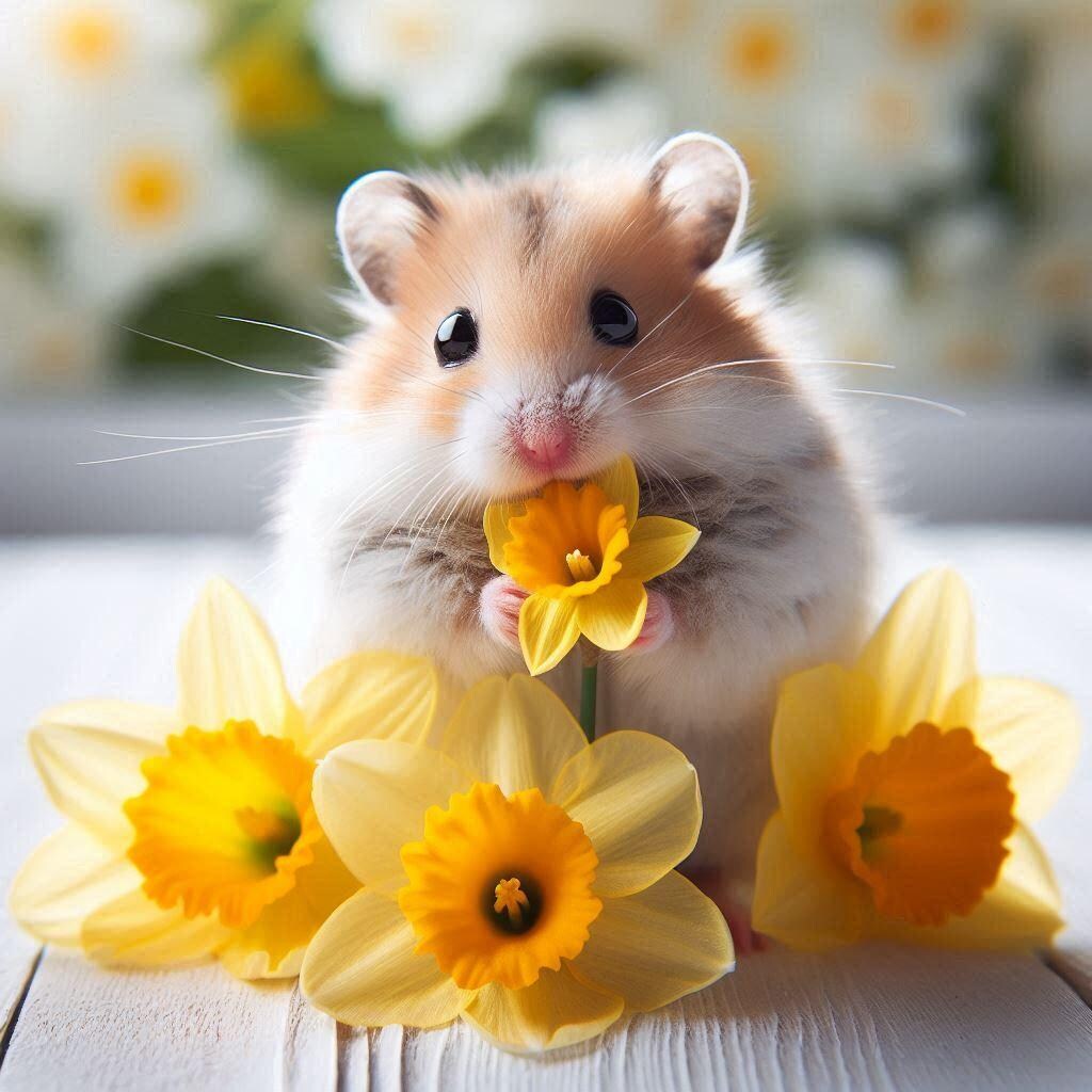 水仙とハムスター