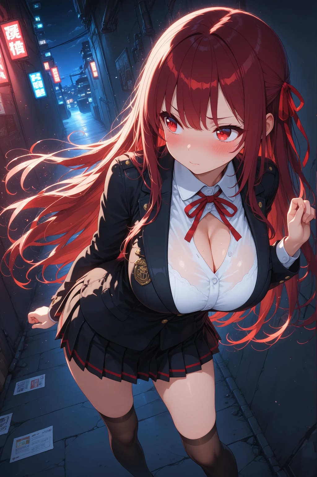 夜の路地裏を歩く