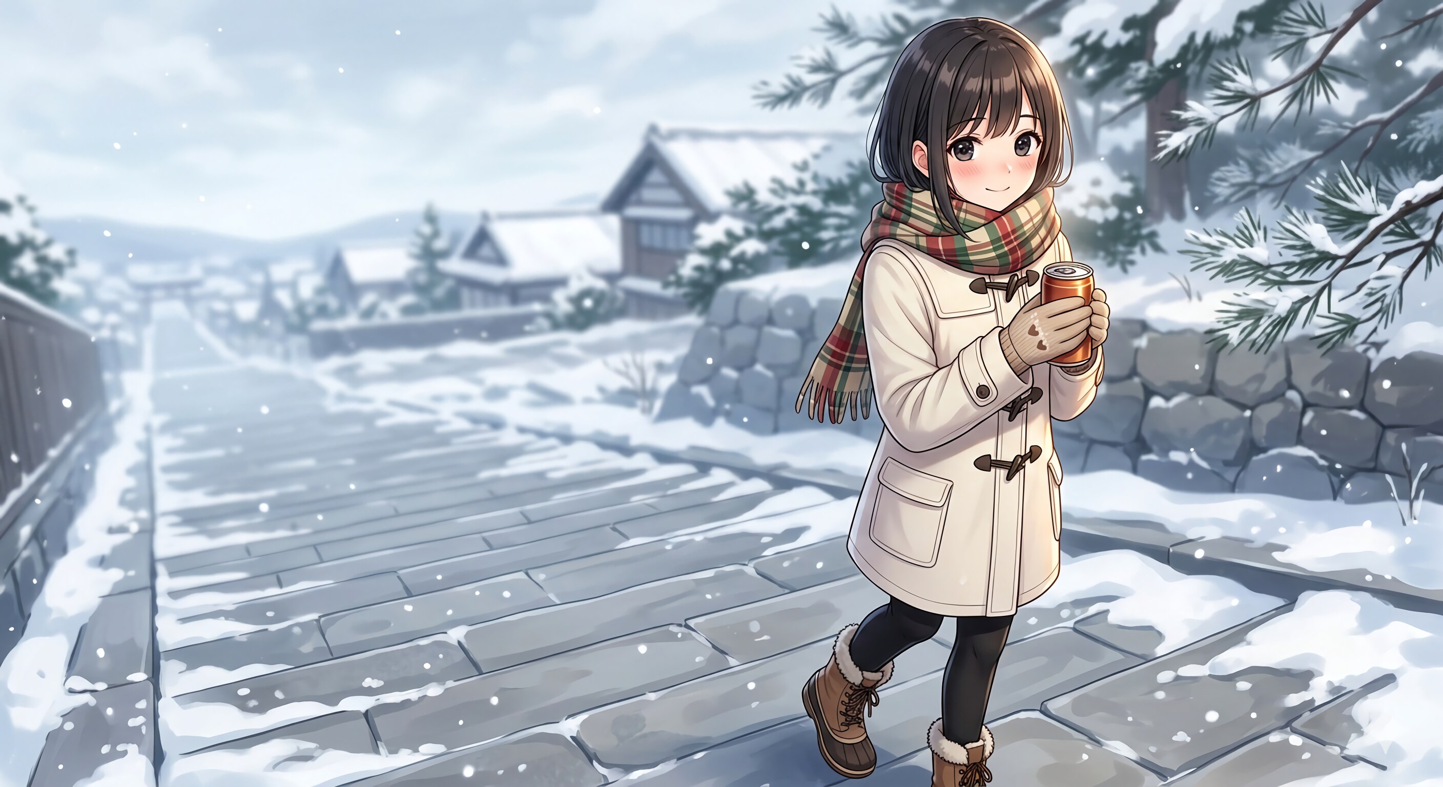 お散歩〜雪の階段と、冬の体温。 | の人気AIイラスト・グラビア