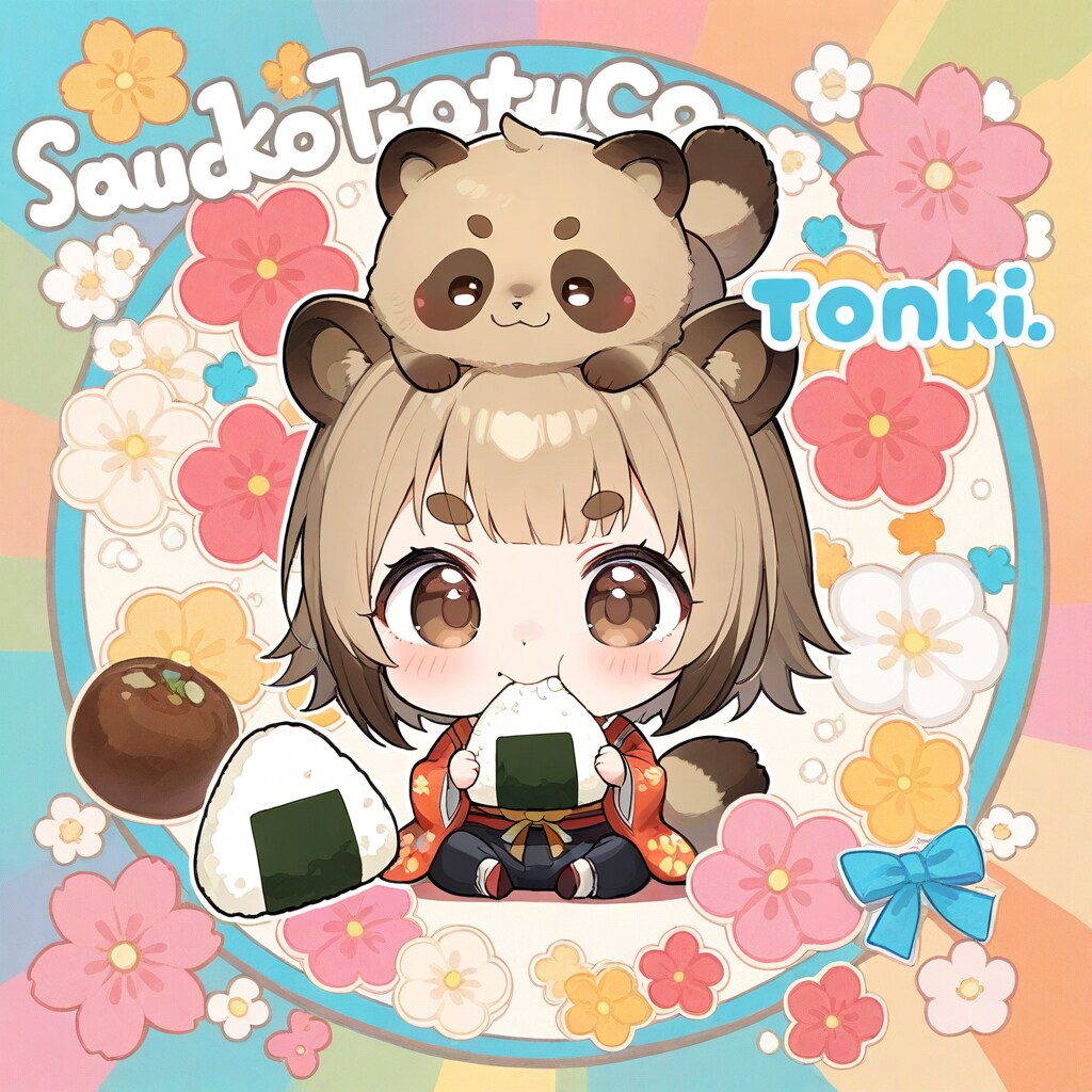 [ステッカー風]たぬきボーイとお供たち