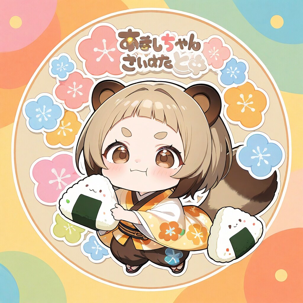 [ステッカー風]たぬきボーイとお供たち
