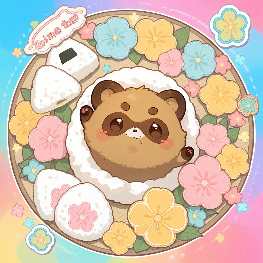 [ステッカー風]たぬきボーイとお供たち