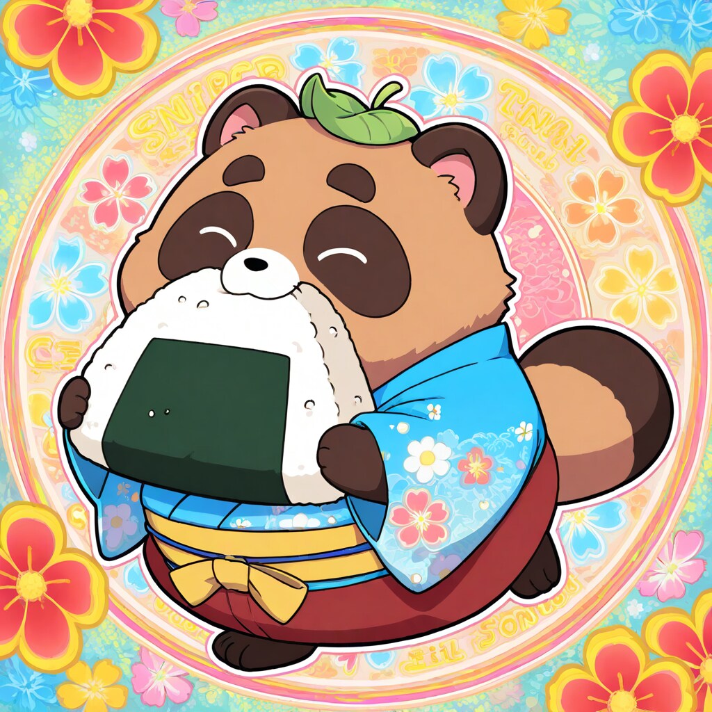 [ステッカー風]たぬきボーイとお供たち