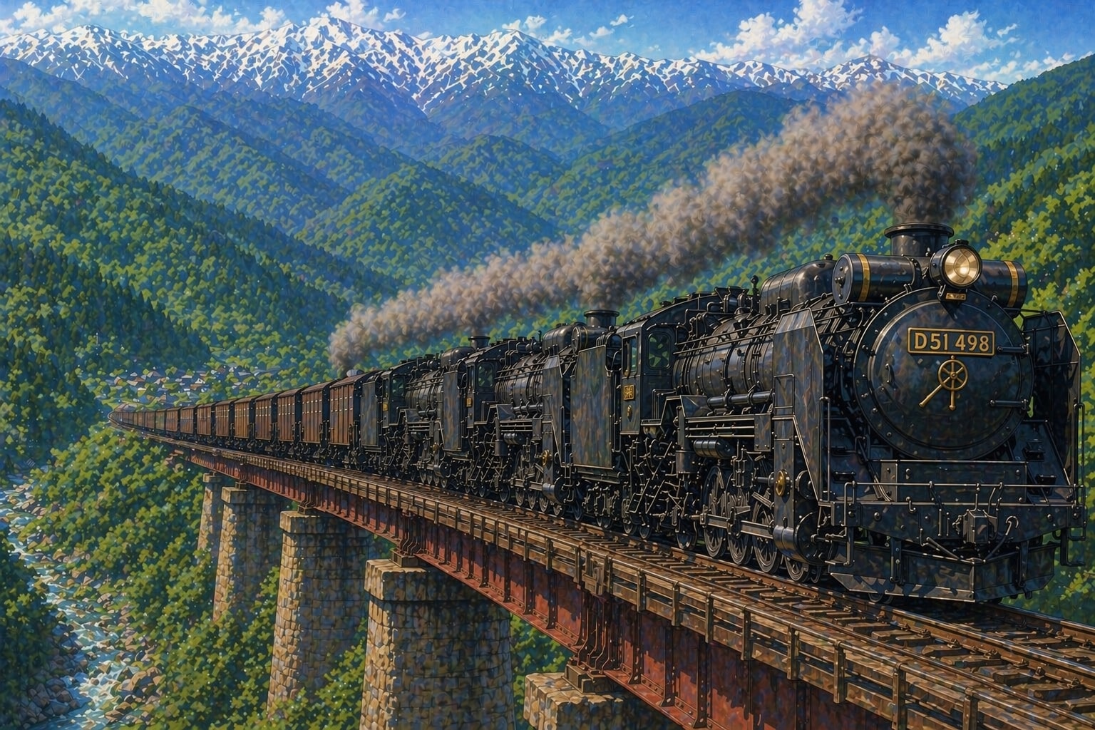 蒸気機関車が走る景色 | の人気AIイラスト・グラビア