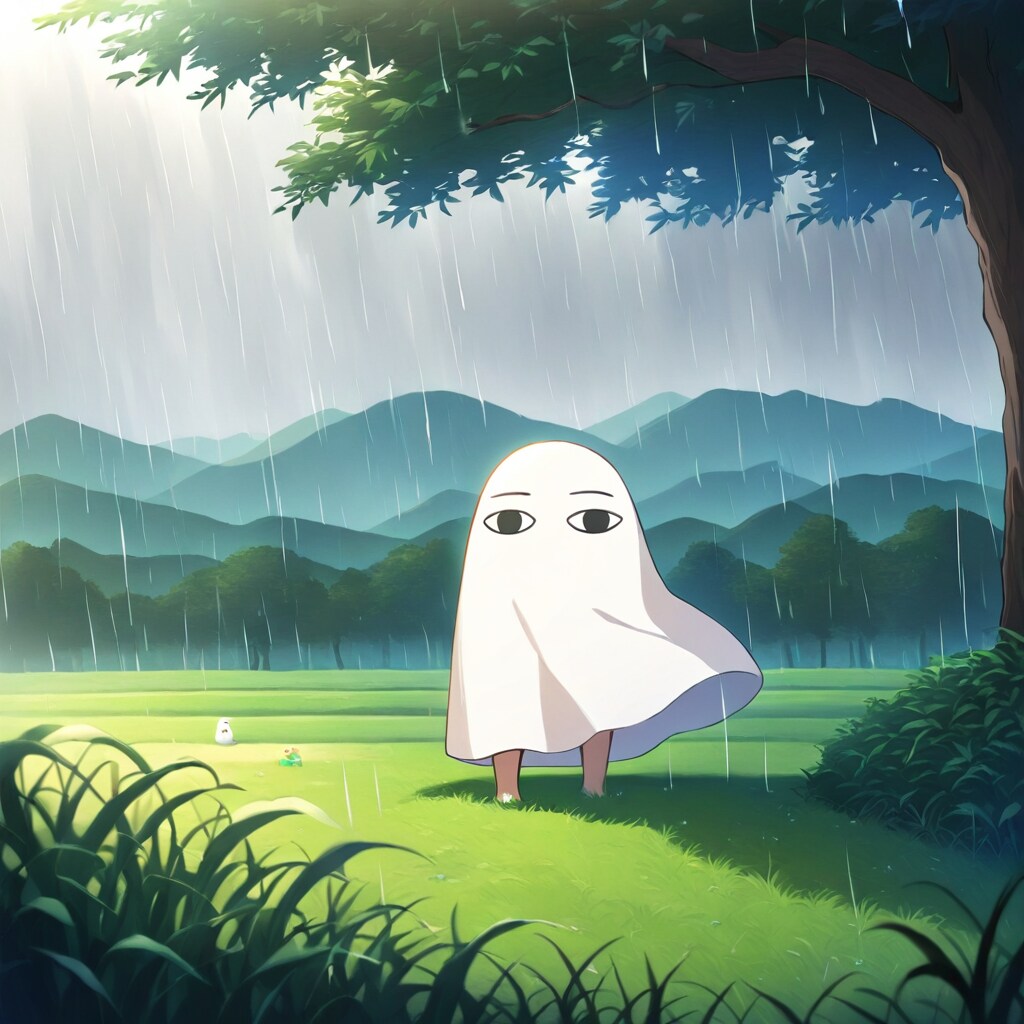 メジェド様、雨の日は現地視察