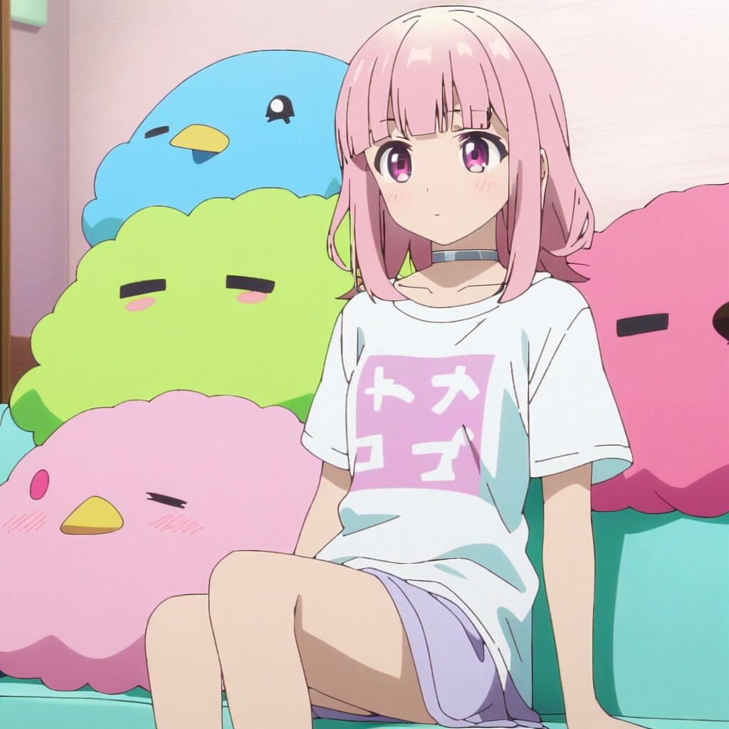 ダサTでくつろぐピンク
