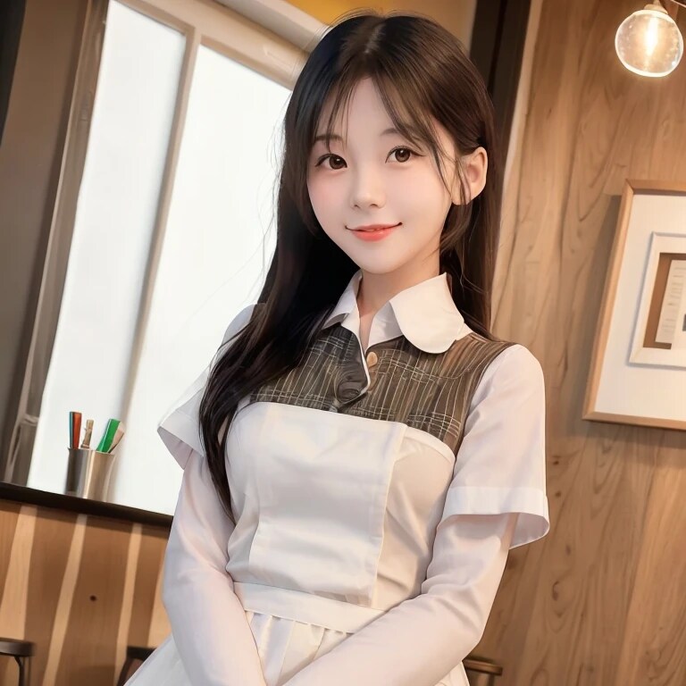 黒髪ロングでカフェの美女８０ | の人気AIイラスト・グラビア