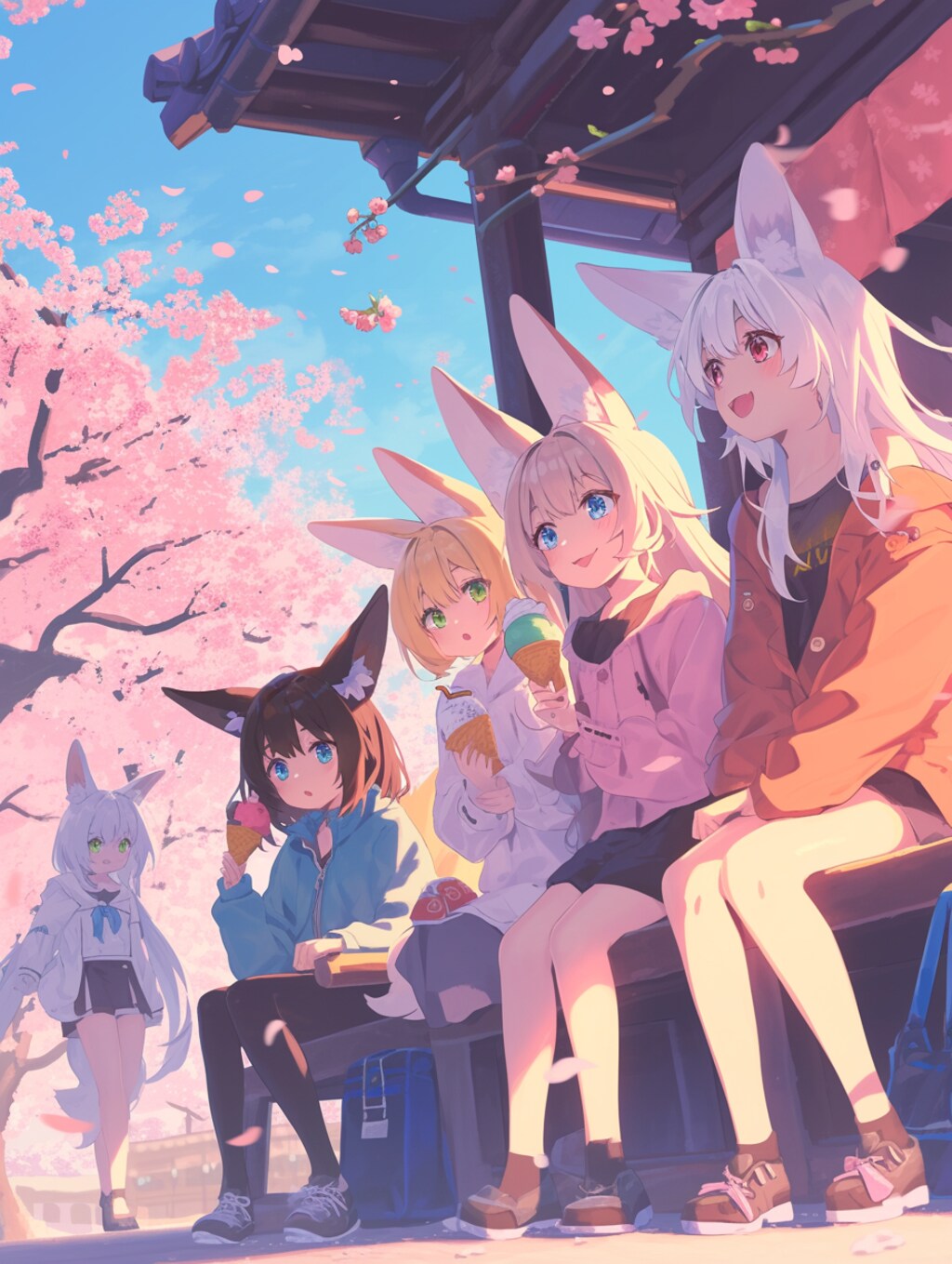 お花見にアイス