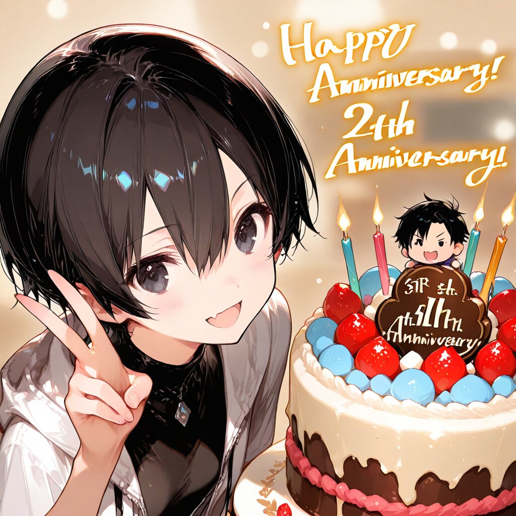三周年だって言ってるのに2周年ポーズをする娘（失敗パターン）