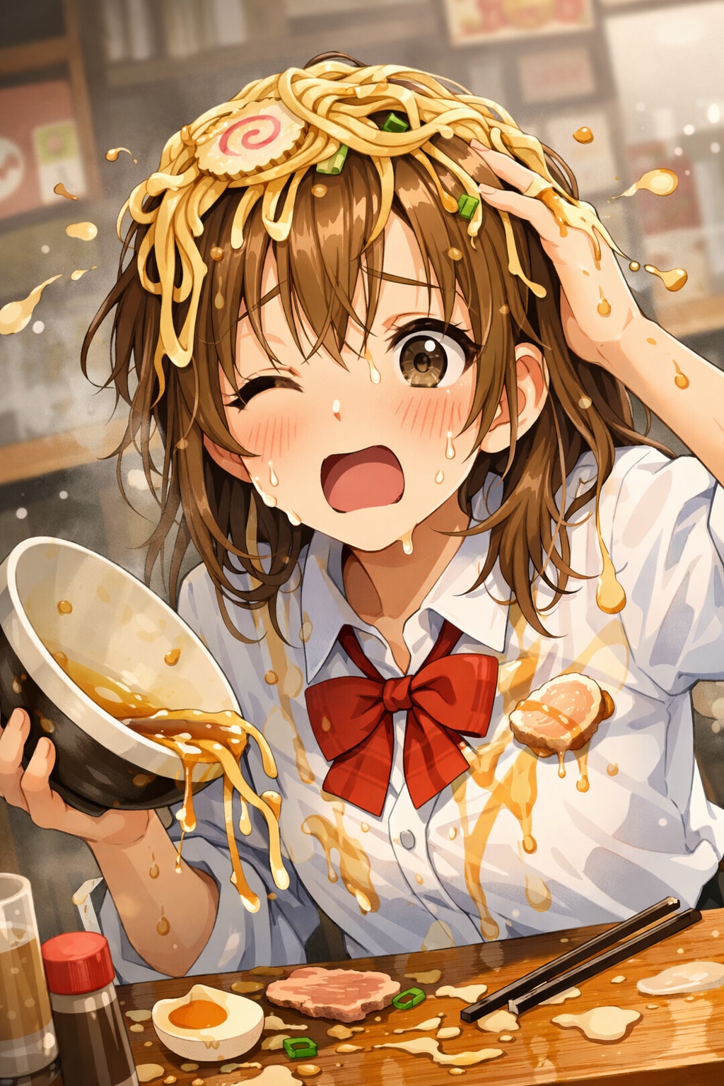 ラーメンこぼしたー！