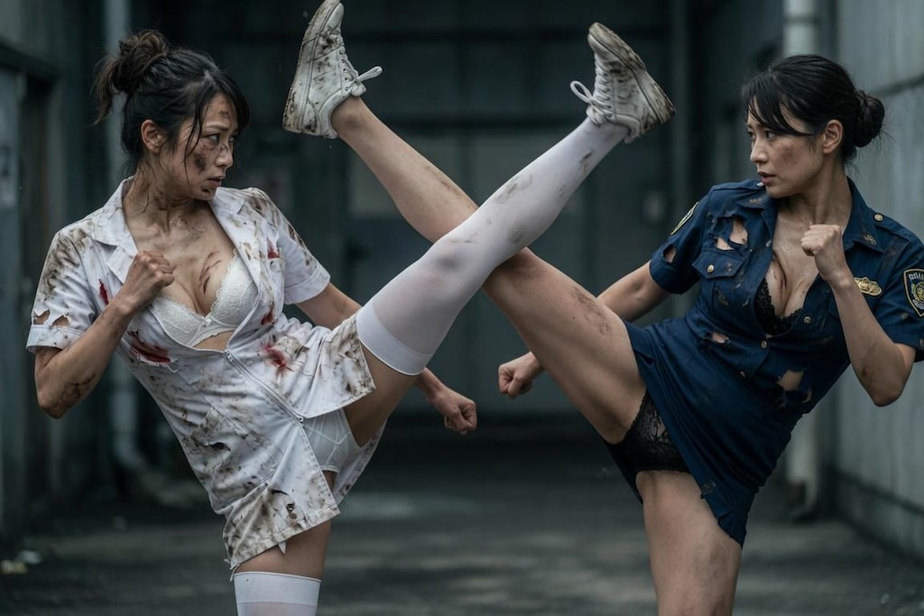 激闘！制服熟女の決闘　看護師 vs 婦人警察官