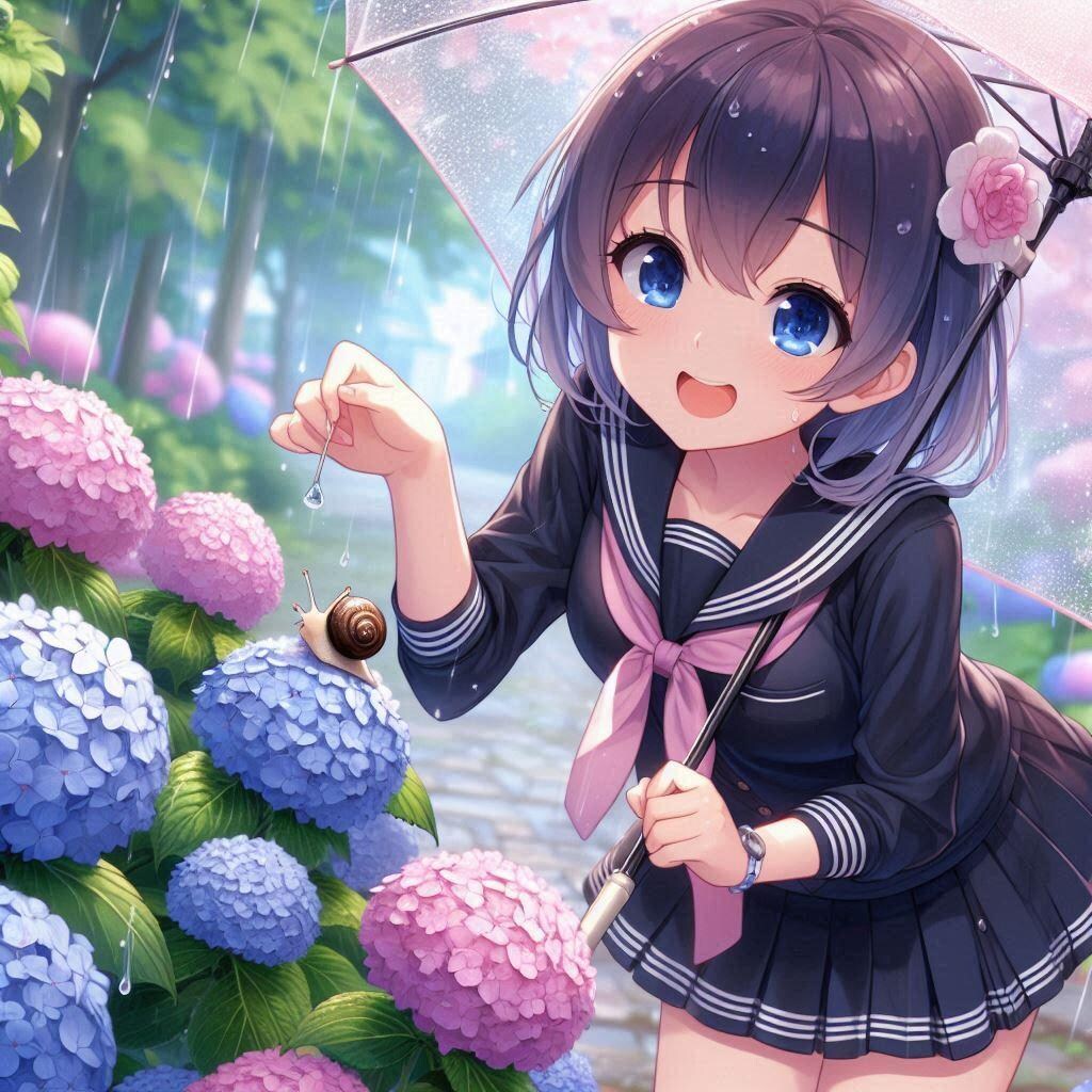 梅雨と少女とカタツムリ