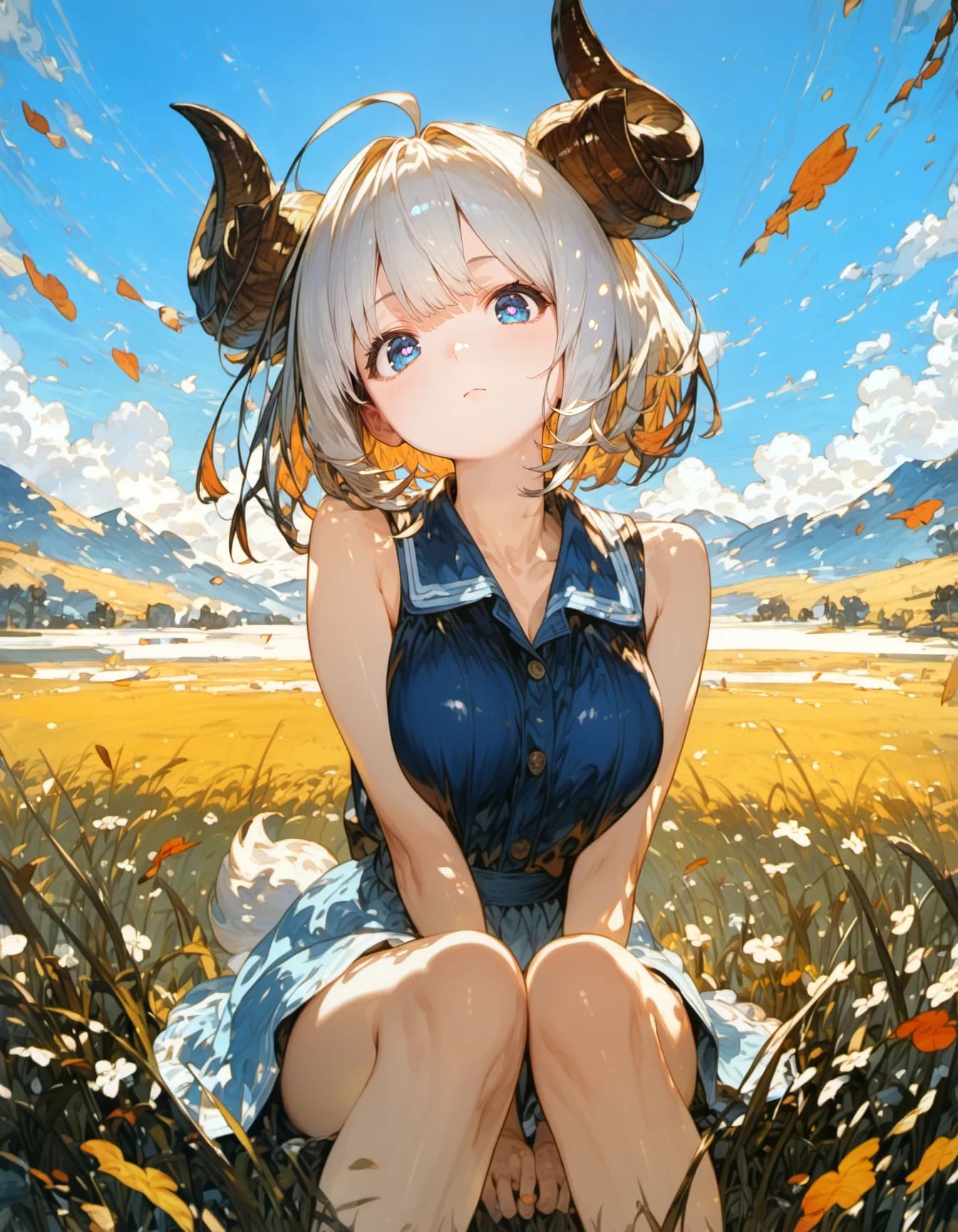 Tiny Horns Under Endless Blue | の人気AIイラスト・グラビア