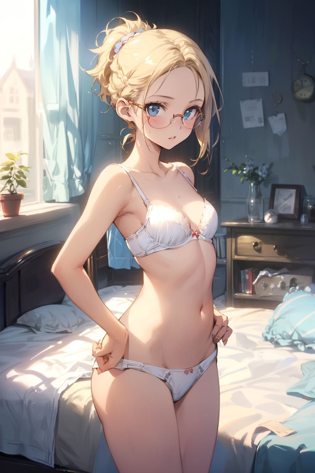 下着の眼鏡っ娘