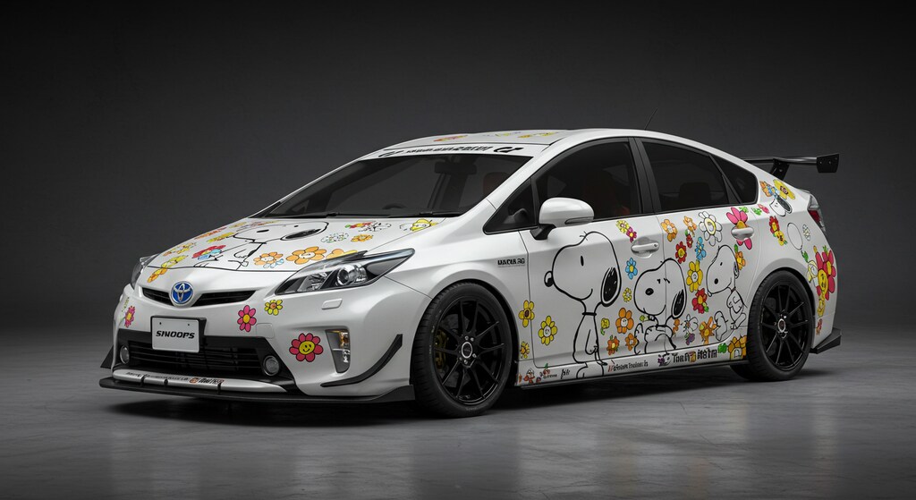 スヌーピー柄プリウス