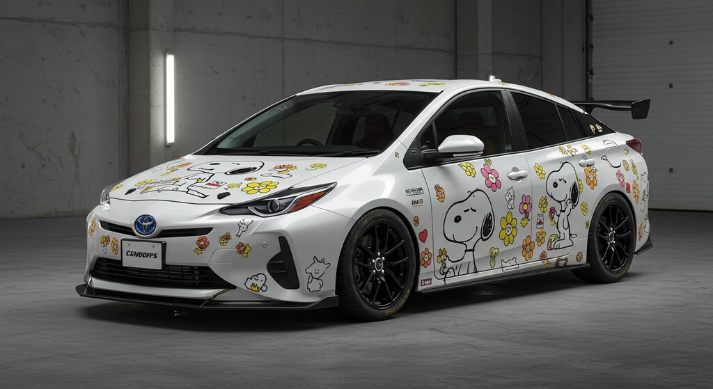 スヌーピー柄プリウス