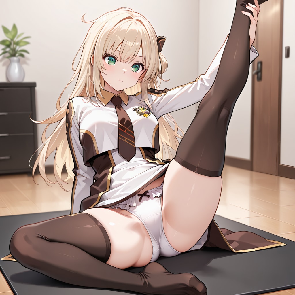 閃刀姫が柔軟体操してパンチラ