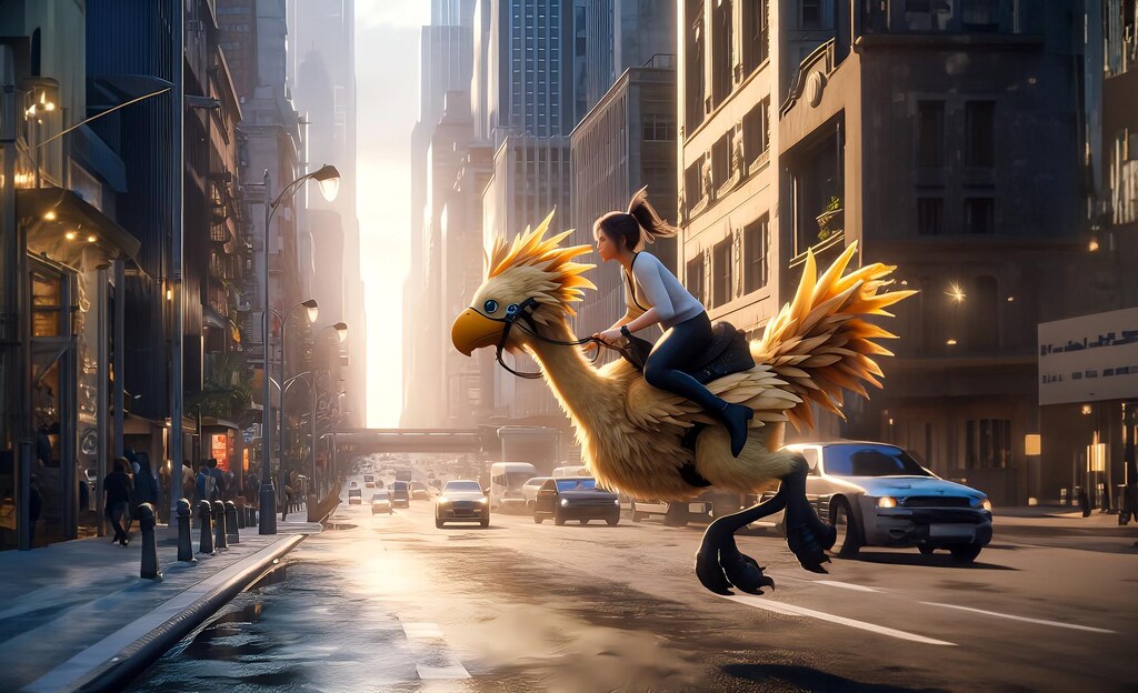 チョコボで街を駆け巡る