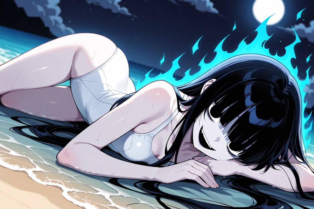 海を楽しむ幽霊さん