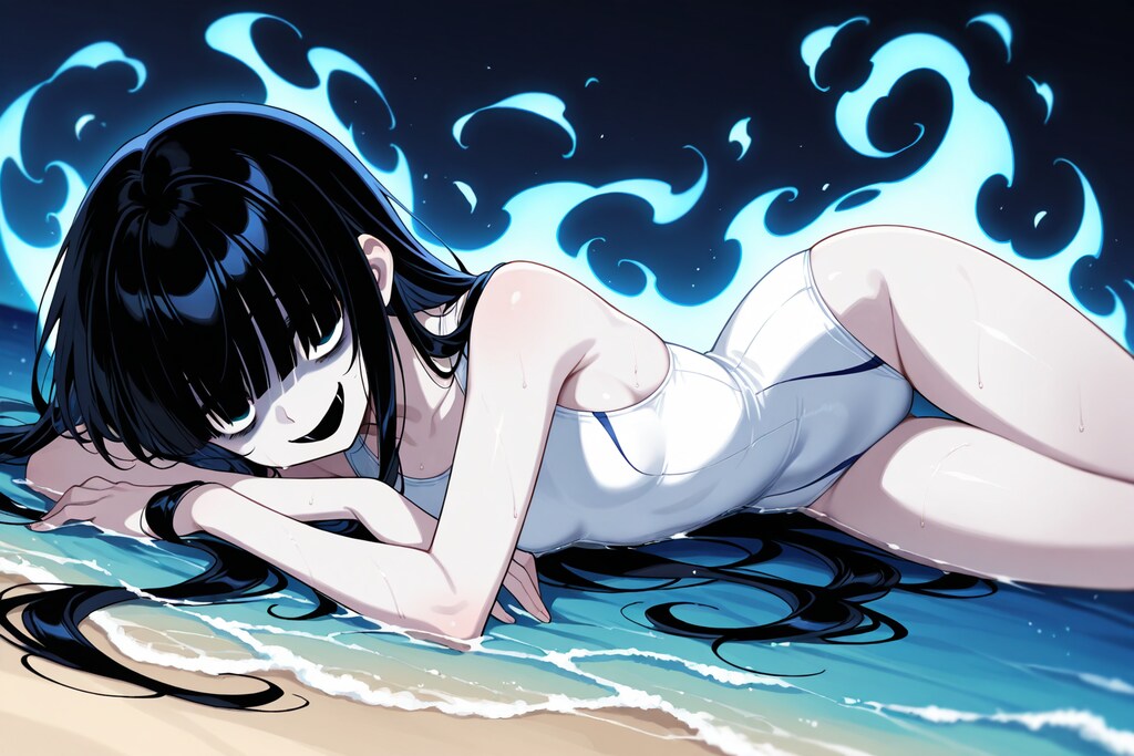 海を楽しむ幽霊さん