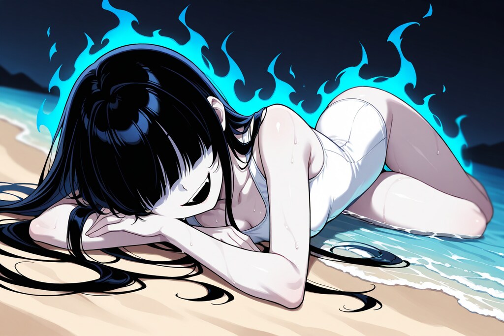 海を楽しむ幽霊さん
