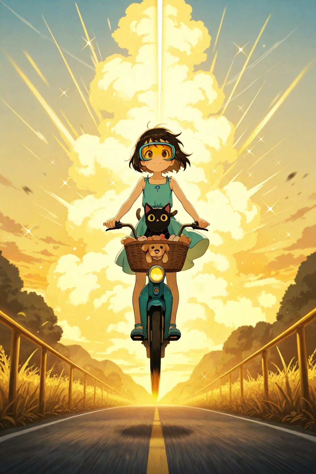 少女と黒猫と自転車