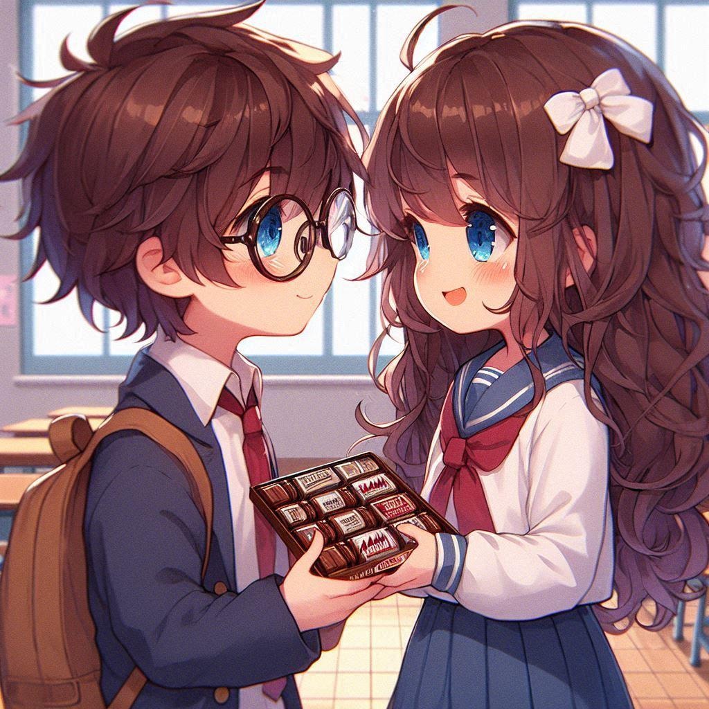 ビール缶型のチョコレートを渡す小さな女の子