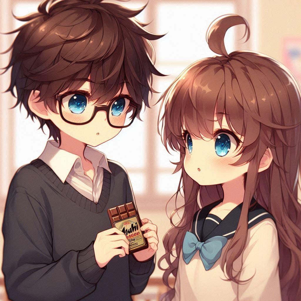 ビール缶型のチョコレートを渡す小さな女の子