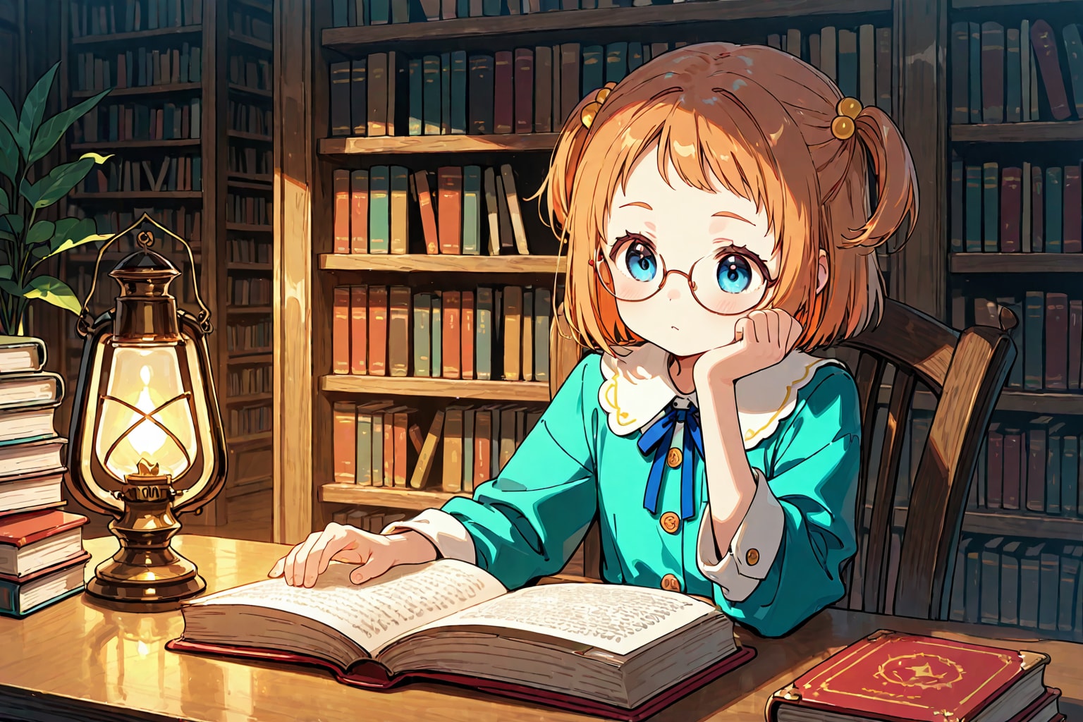 図書館で本を読んでいる少女 | の人気AIイラスト・グラビア