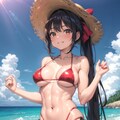 赤いビキニの筋肉質な美女 2枚目