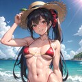 赤いビキニの筋肉質な美女 3枚目