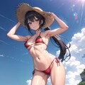 赤いビキニの筋肉質な美女 6枚目