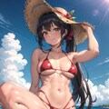 赤いビキニの筋肉質な美女 5枚目