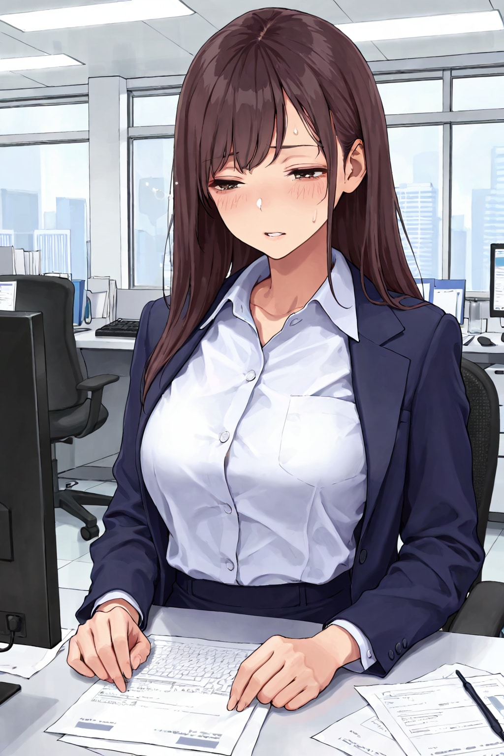 仕事中にどうしようもなく眠くなり、必死に抵抗するとき