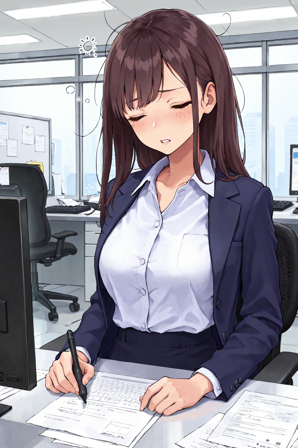 仕事中にどうしようもなく眠くなり、必死に抵抗するとき