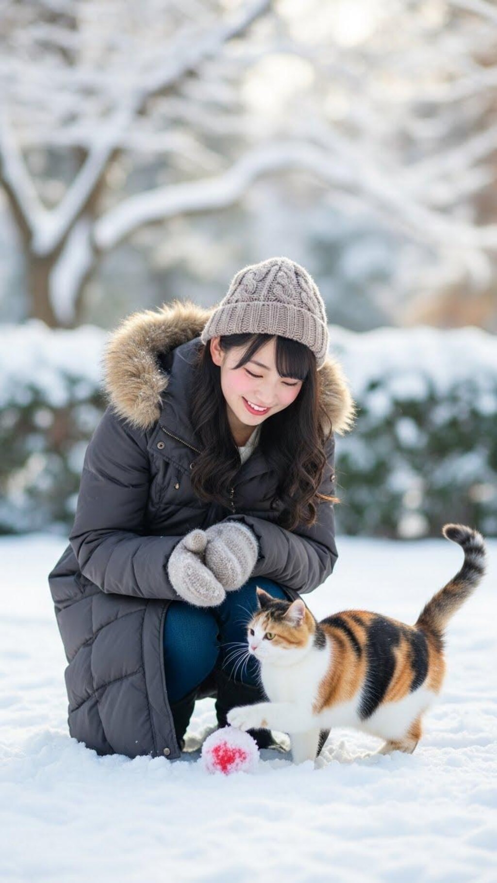 にゃんにゃんと雪遊び《初めてWhisk使ってみたんだもん》