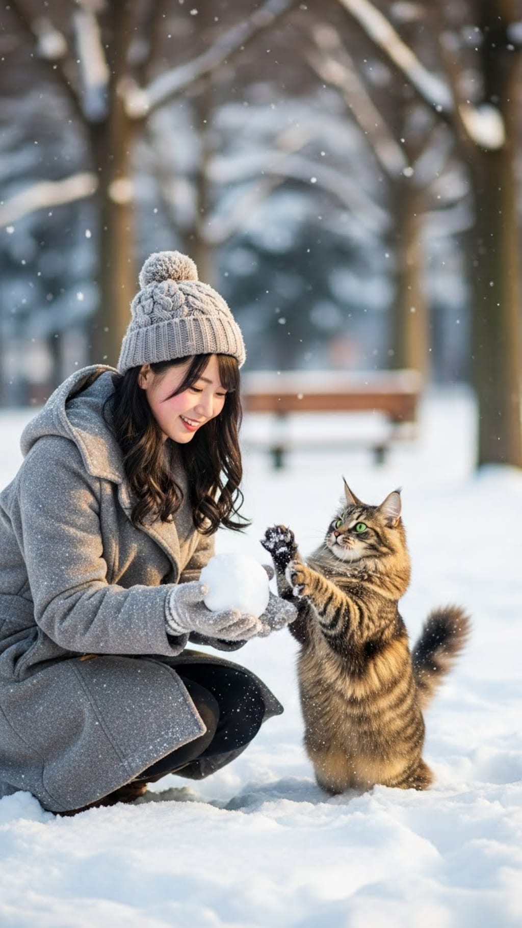 にゃんにゃんと雪遊び《初めてWhisk使ってみたんだもん》